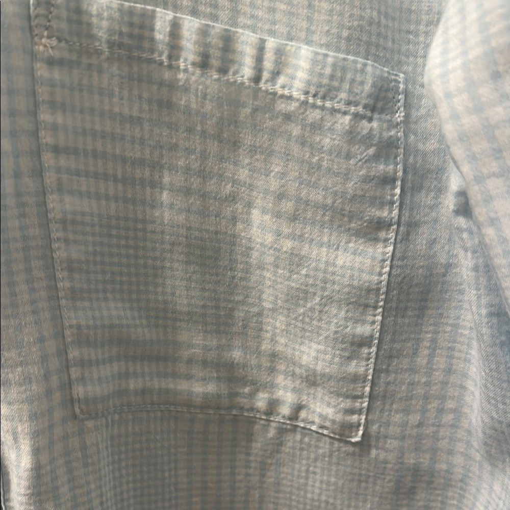 Treasure and Bond Light Blue Plaid Button-Up Shirt - Casual Long Sleeve - Picture 4 of 5